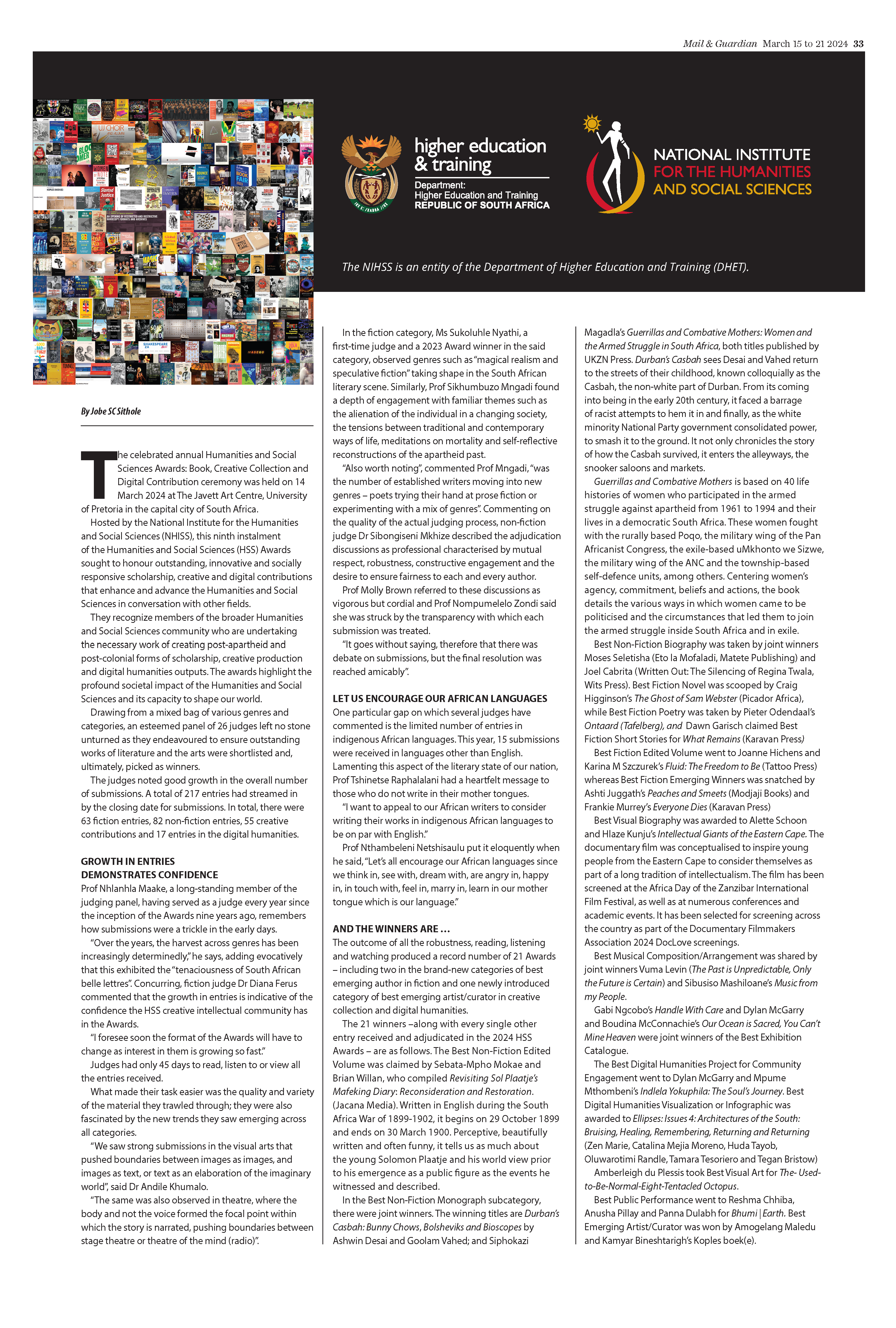 HSS Awards 2024 Winners Mail & Guardian