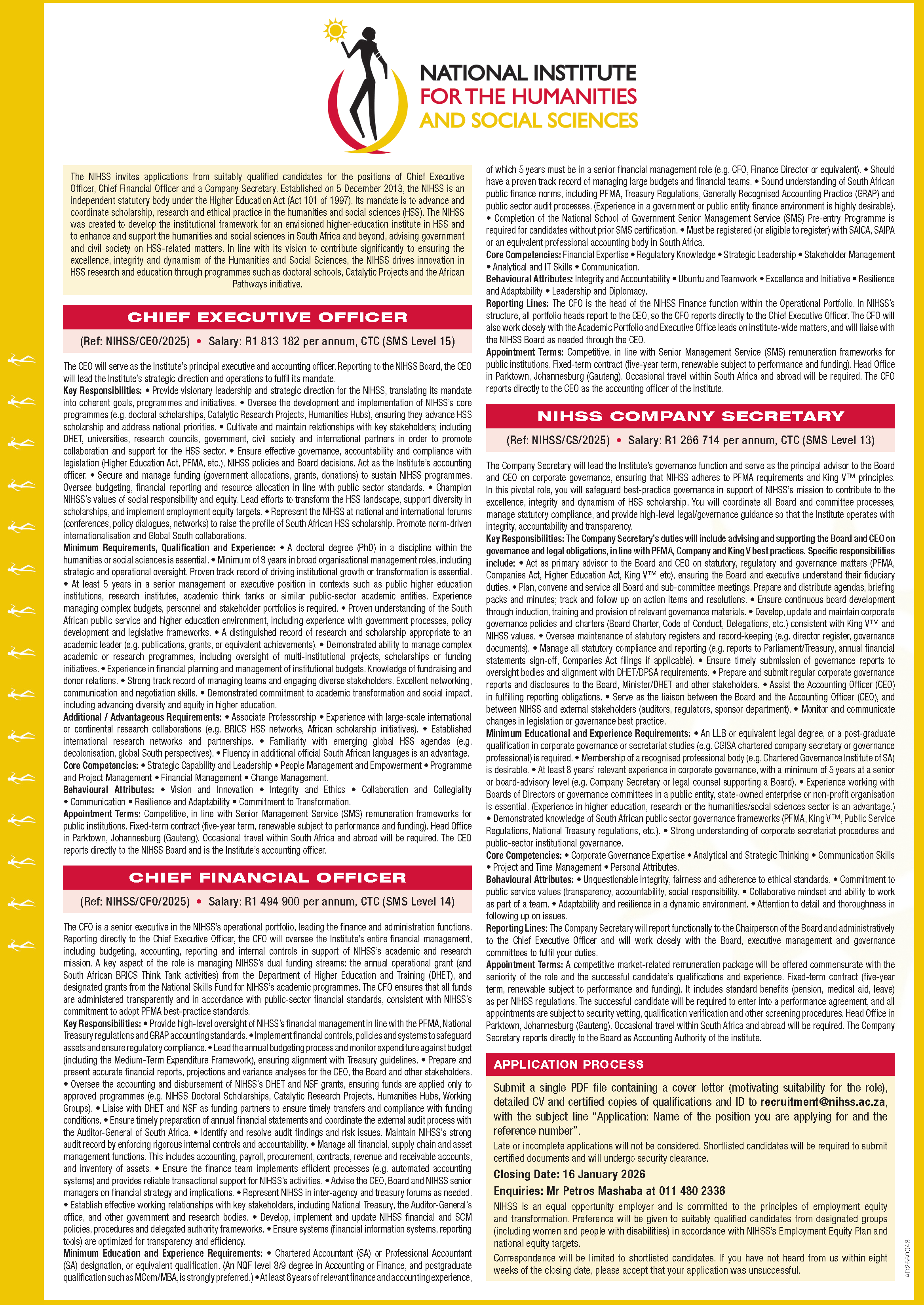 NIHSS Executive Office Adverts